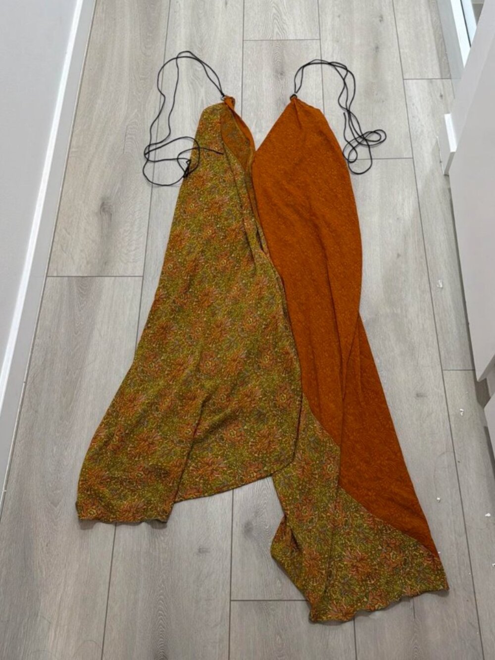 Iris Impressions Silk Halter Top Dress Boho Flowy Beach Summer Dress